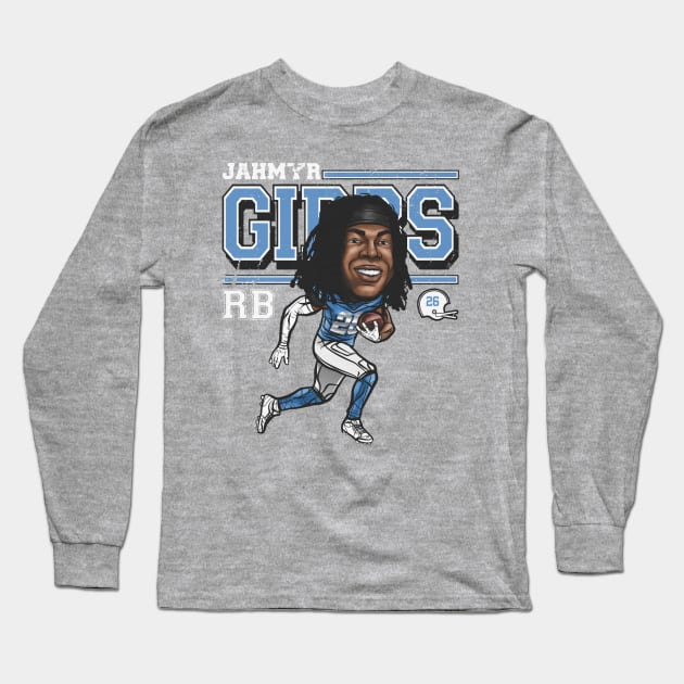 Jahmyr Gibbs Detroit Cartoon Long Sleeve T-Shirt by ClarityMacaws